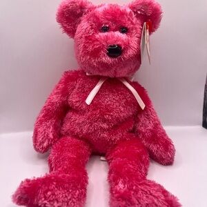 TY Beanie Baby - SHERBET the Bear ( Dark Pink Version) (8.5 inch) - MWMTs